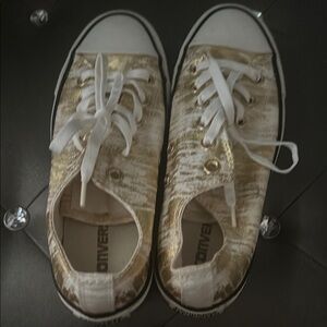 Gold and White Women's converse